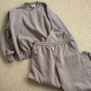 Vintage Y2K Jerzees Sweatsuit Set Tan Taupe Size Medium